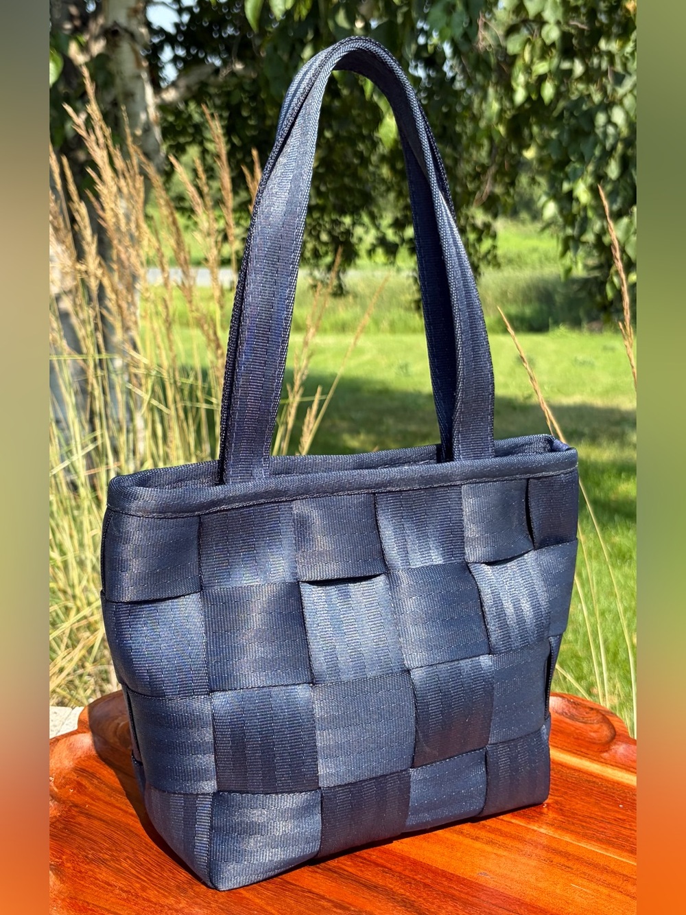 Vintage Harvey’s “The Original Detroit” Seatbelt Bag Small Tote Navy - Picture 3 of 15